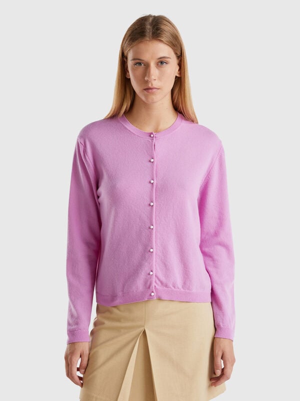 Lilac cardigan in pure Merino wool Women