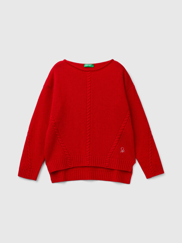 Cable knit sweater in wool blend Junior Girl