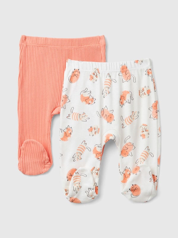 Two pairs of trousers in organic cotton New Born (0-18 months)