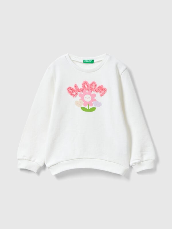 Sweatshirt with petal look applique Junior Girl