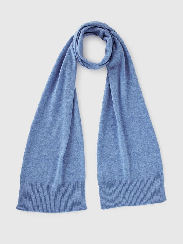 Light blue marl scarf in pure Merino wool Women