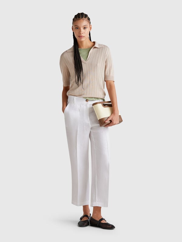 Straight trousers in pure linen Women
