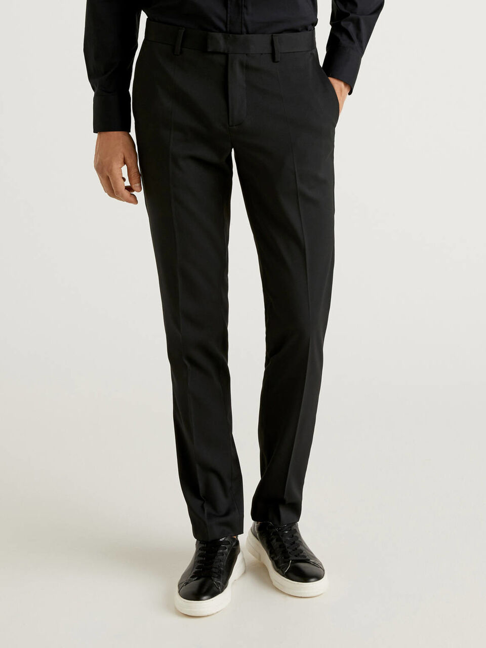 Slim fit trousers with crease Men image number null