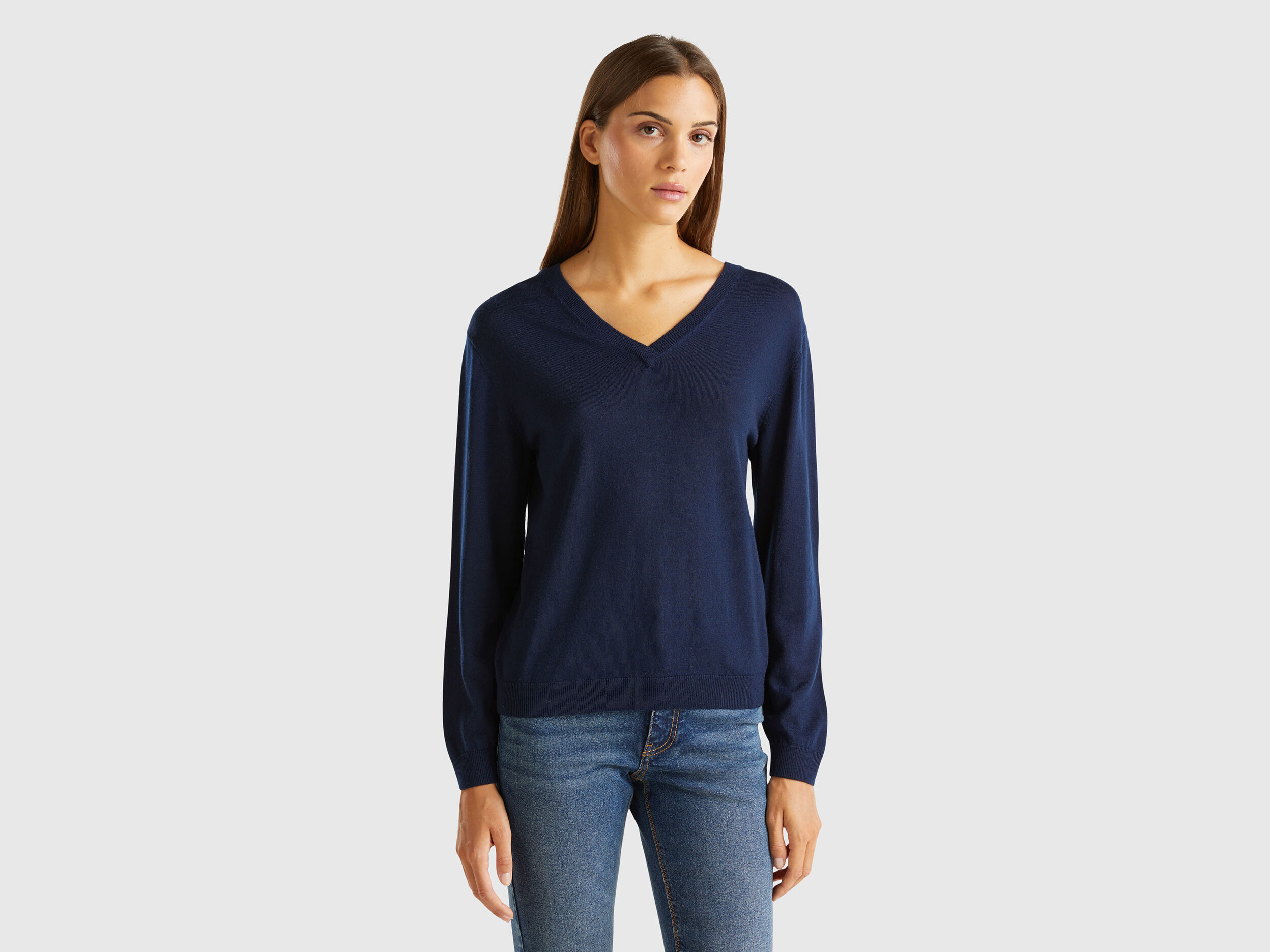 V Neck Merino Wool Sweater Women 2024 Benetton