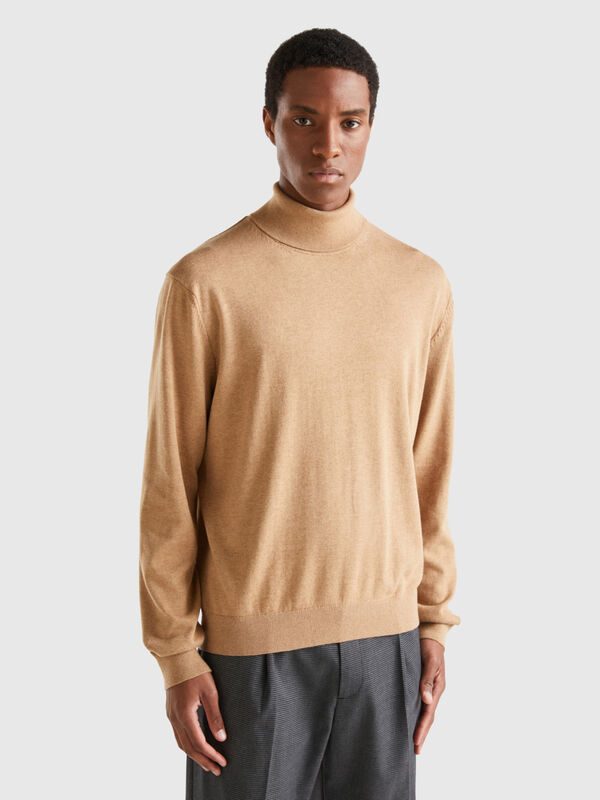 Cotton and wool turtleneck