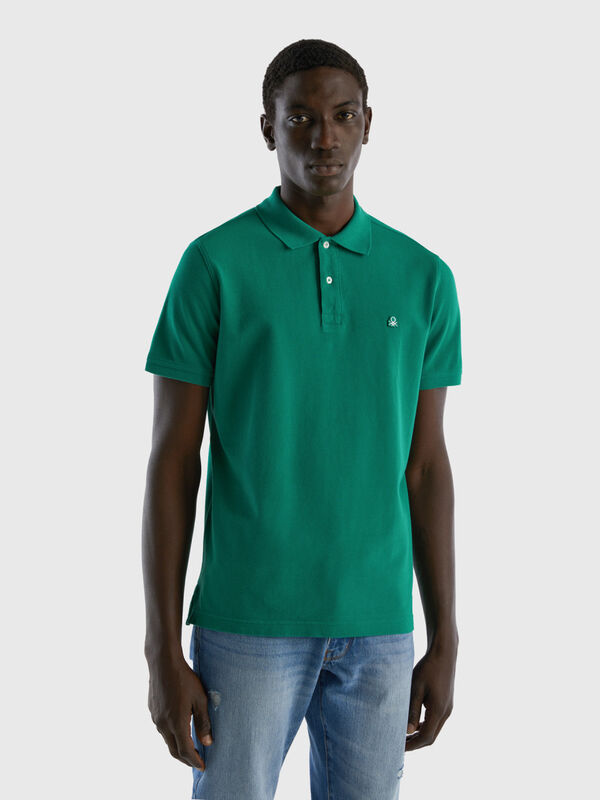 Dark green regular fit polo Men