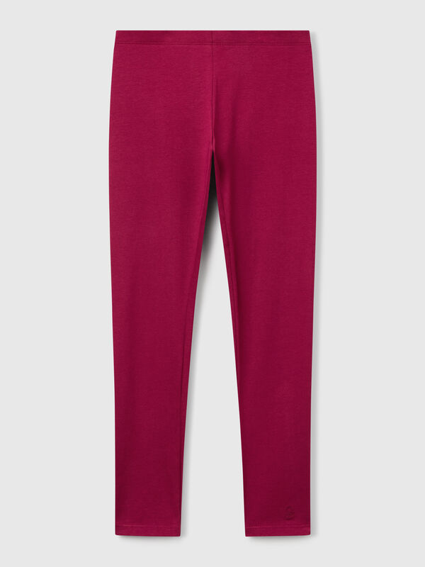 Stretch cotton leggings with logo Junior Girl