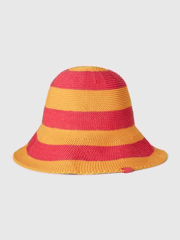 Orange and fuchsia striped hat Women