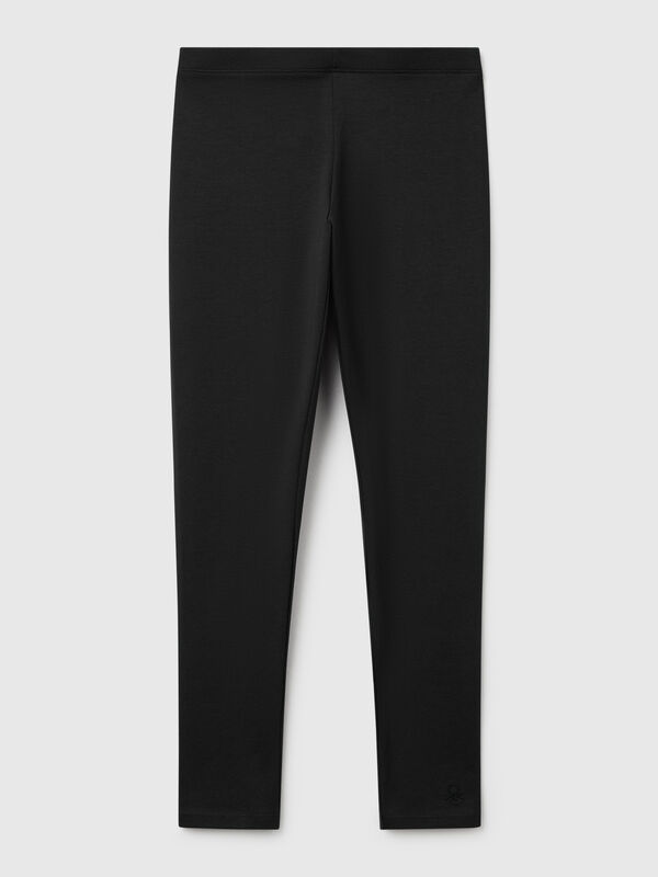 Stretch cotton leggings with logo Junior Girl