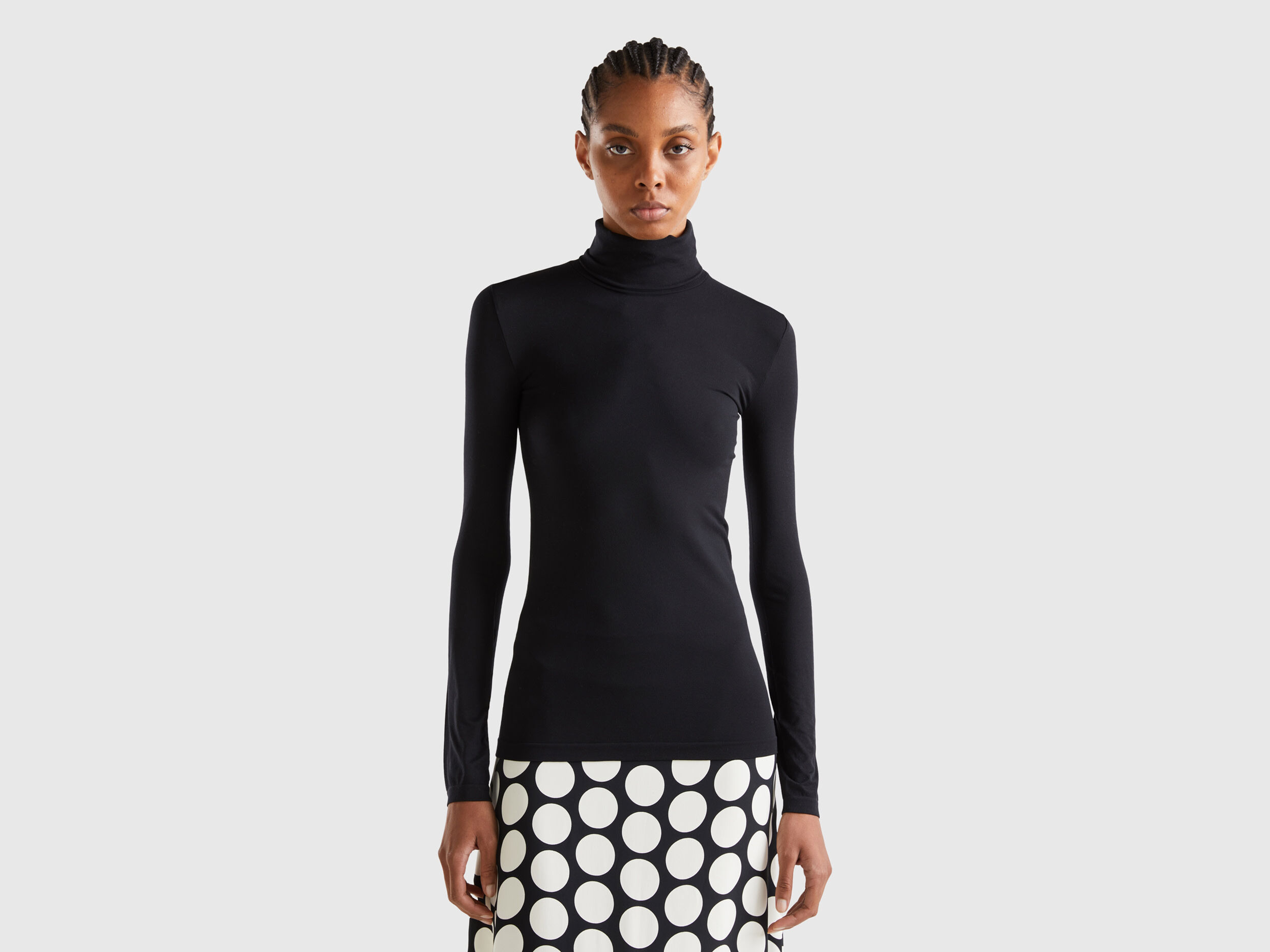 Stretch turtleneck sweater Black Benetton