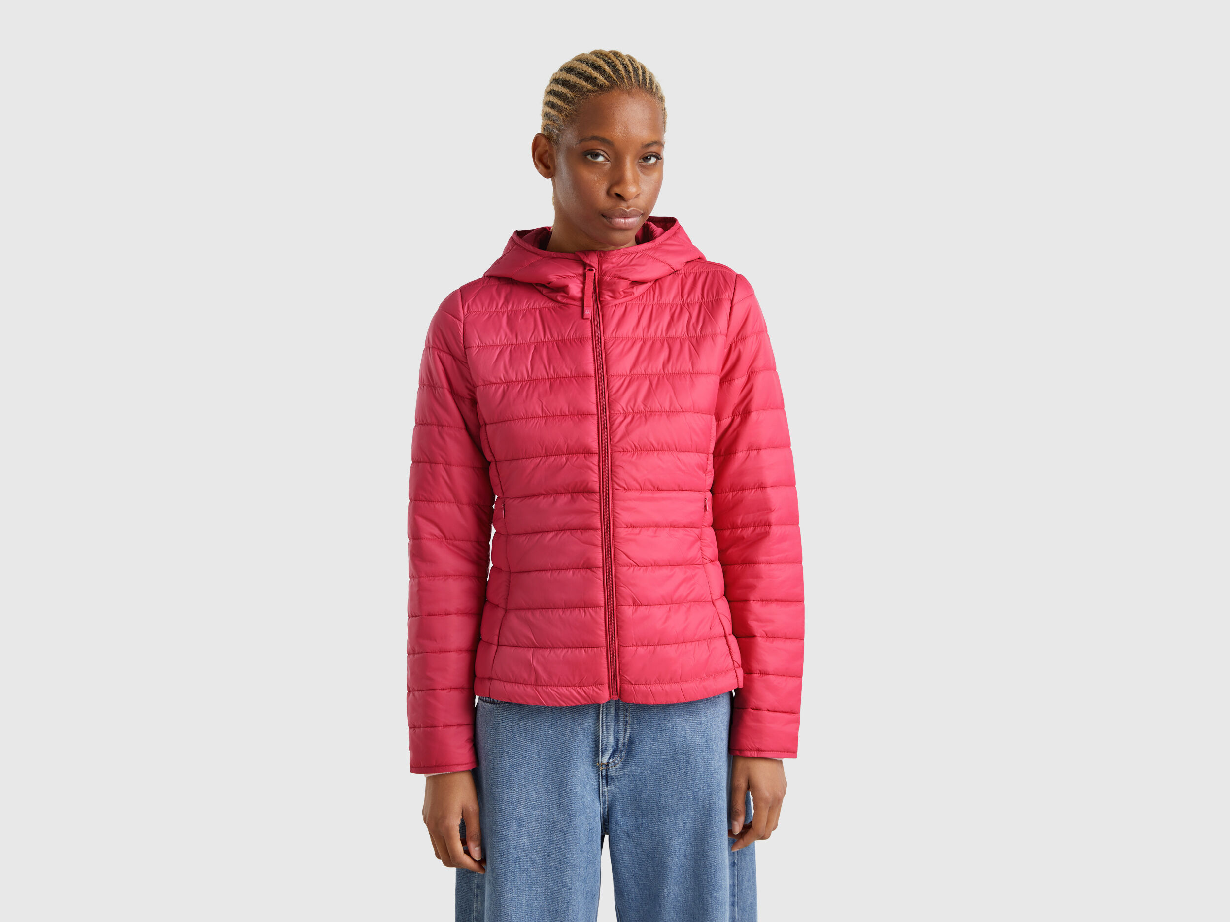 Stile Benetton Sz 42 Women Quilted Puffer Jacket High