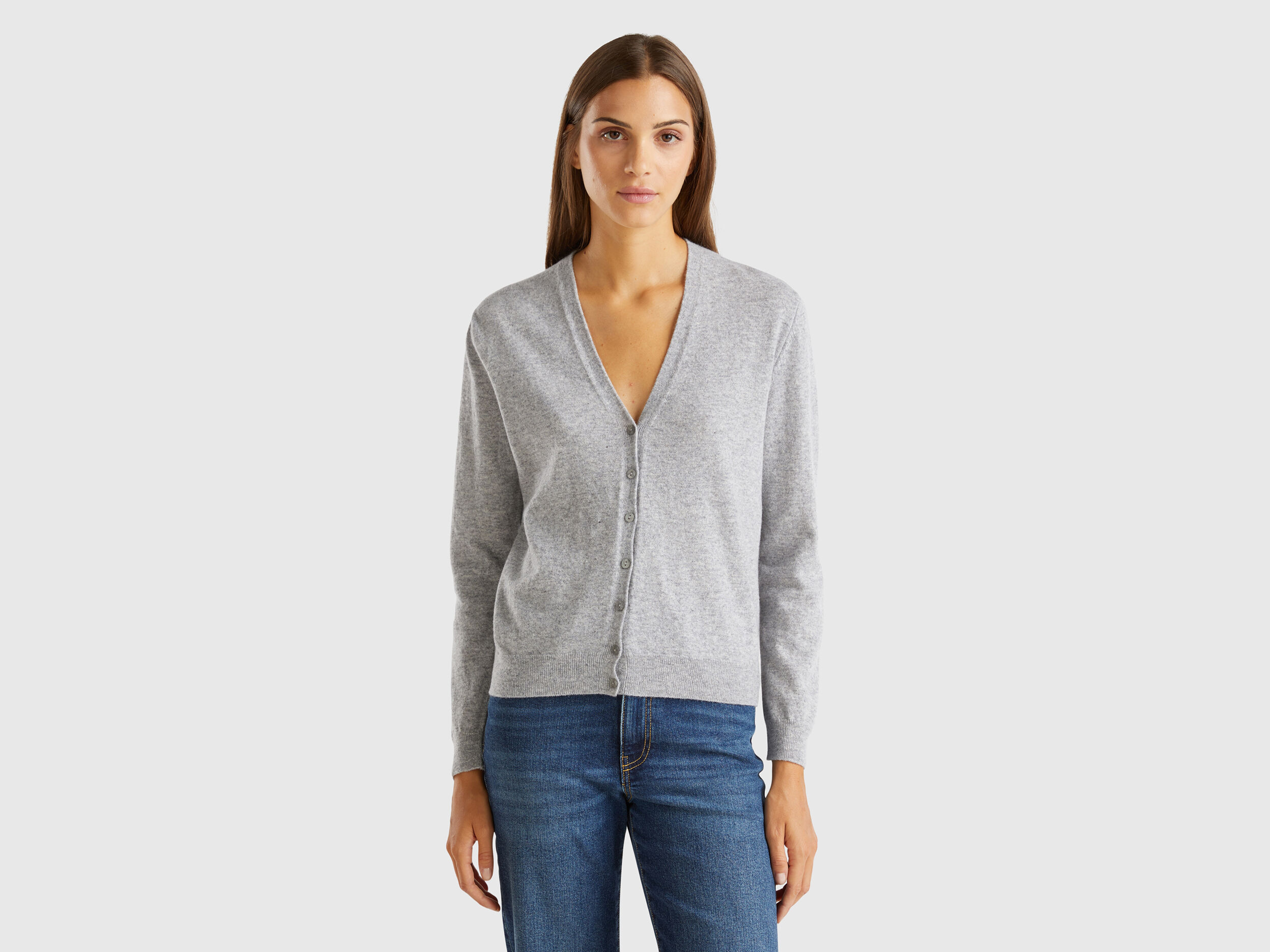 Gray v neck cardigan online
