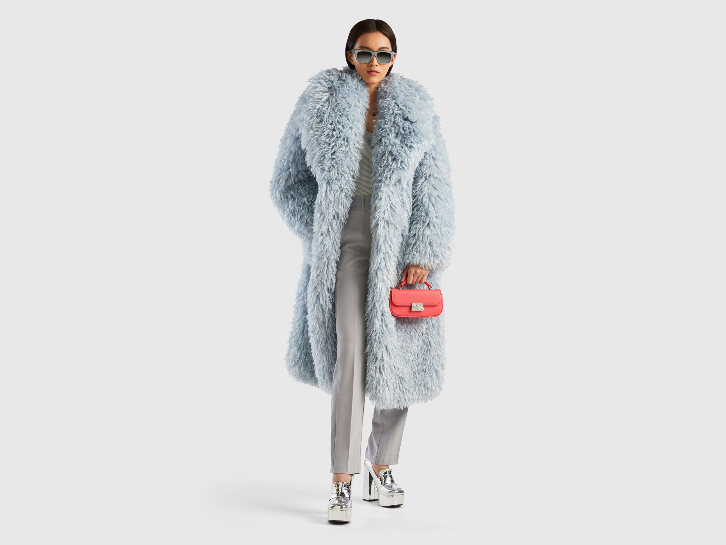 Long faux fur coat