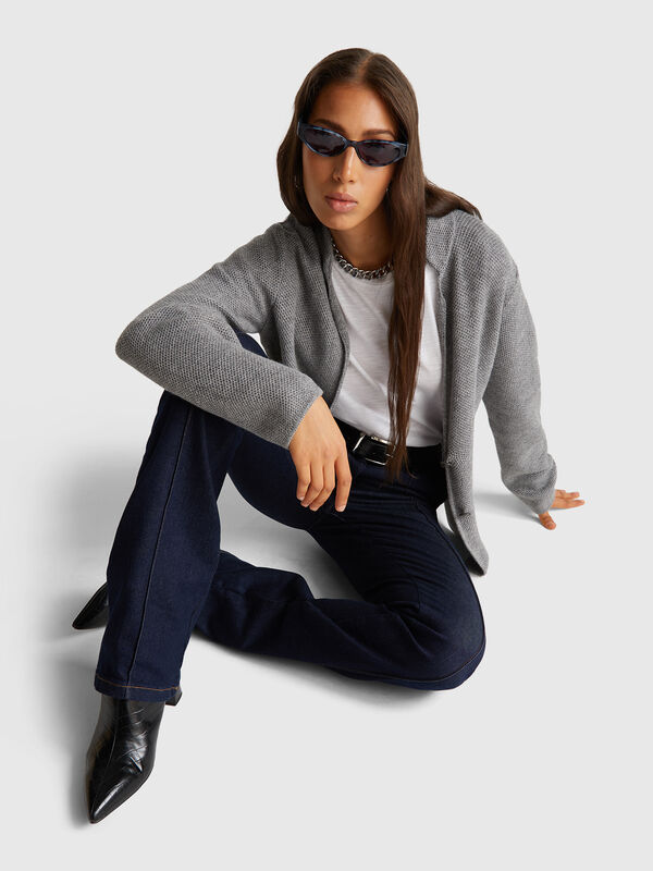 Knit jacket in wool and cashmere blend Knit jacket in wool and cashmere blend Women