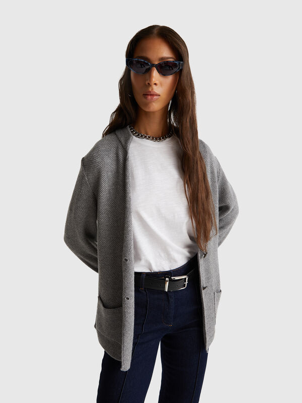 Knit jacket in wool and cashmere blend Knit jacket in wool and cashmere blend Women