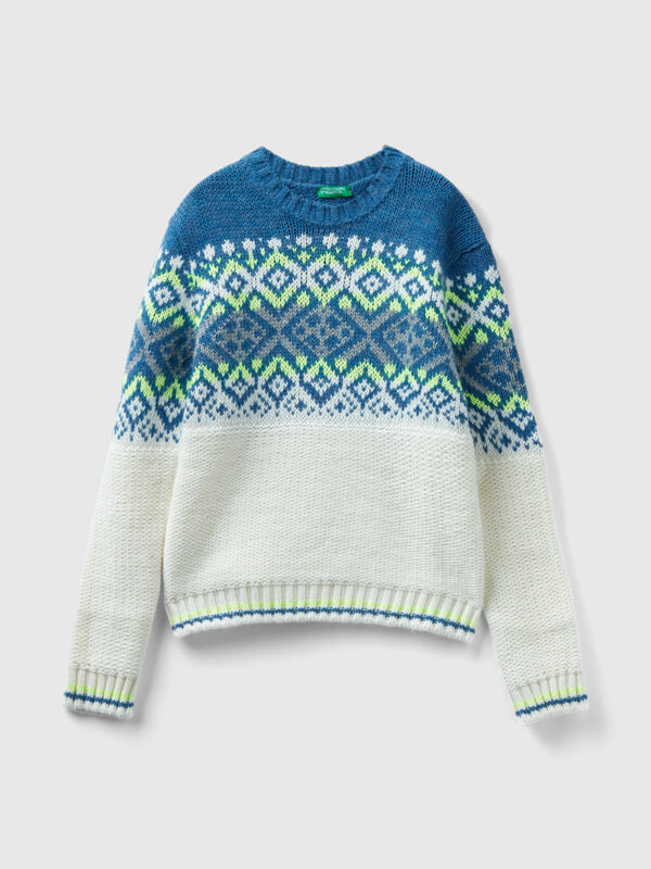 Jacquard sweater with neon details