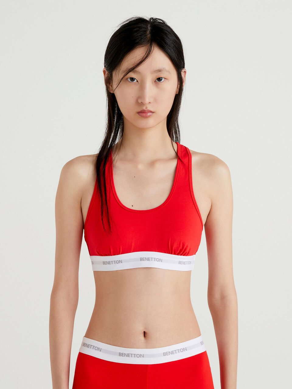 Red top in stretch organic cotton