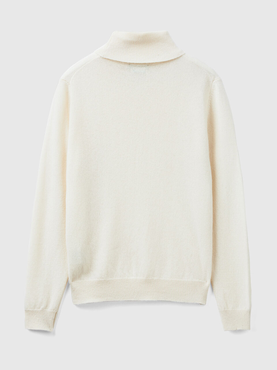 Cream V-neck sweater in pure Merino wool - Creamy White