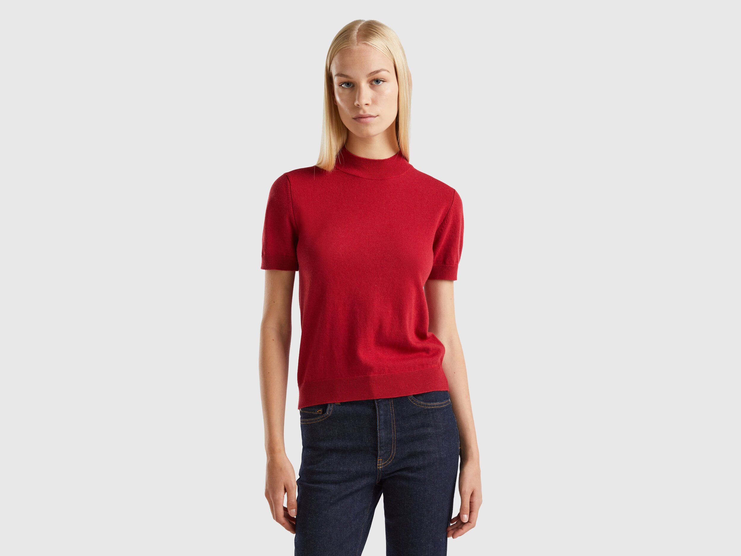 Short sleeve cashmere cheap turtleneck sweater