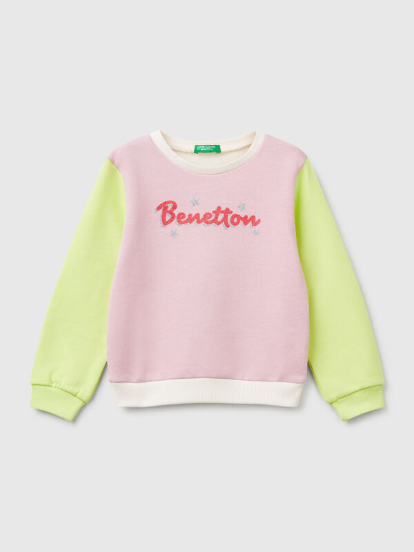 Sweatshirt in cotton with glittery print Junior Girl