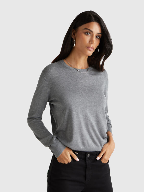 Long sleeve top in silk blend Women