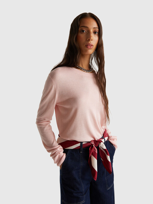 Long sleeve top in silk blend Women