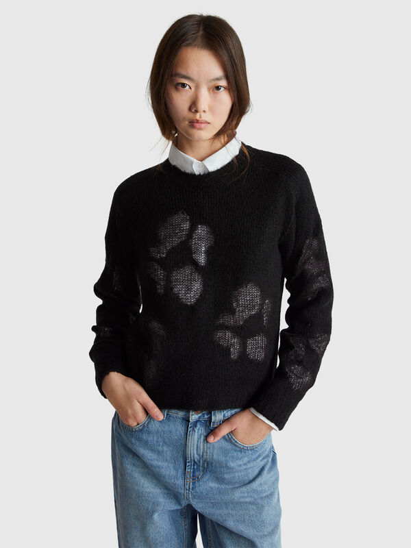 Sweater with floral inlay Women