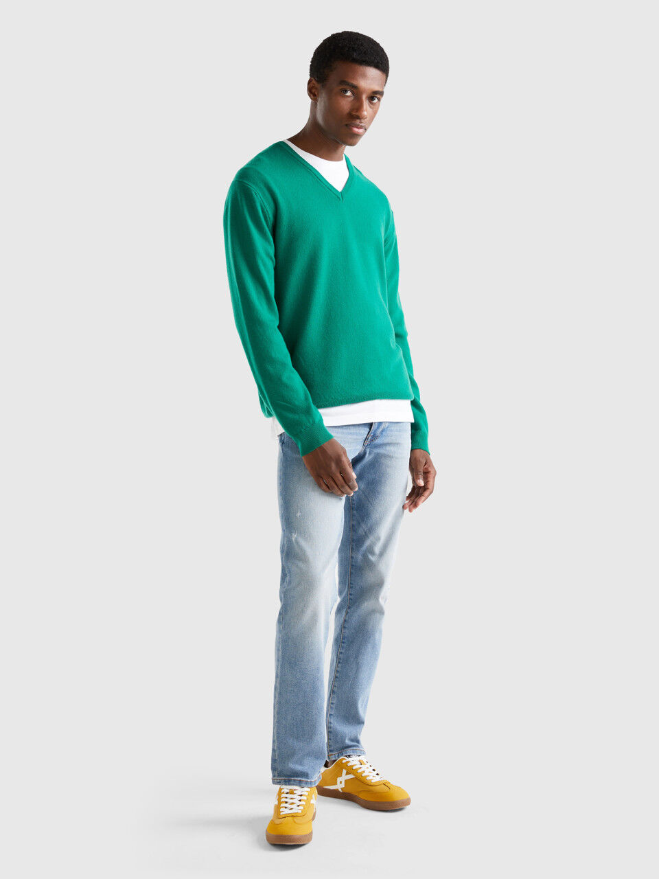 Merino wool v cheap neck sweater
