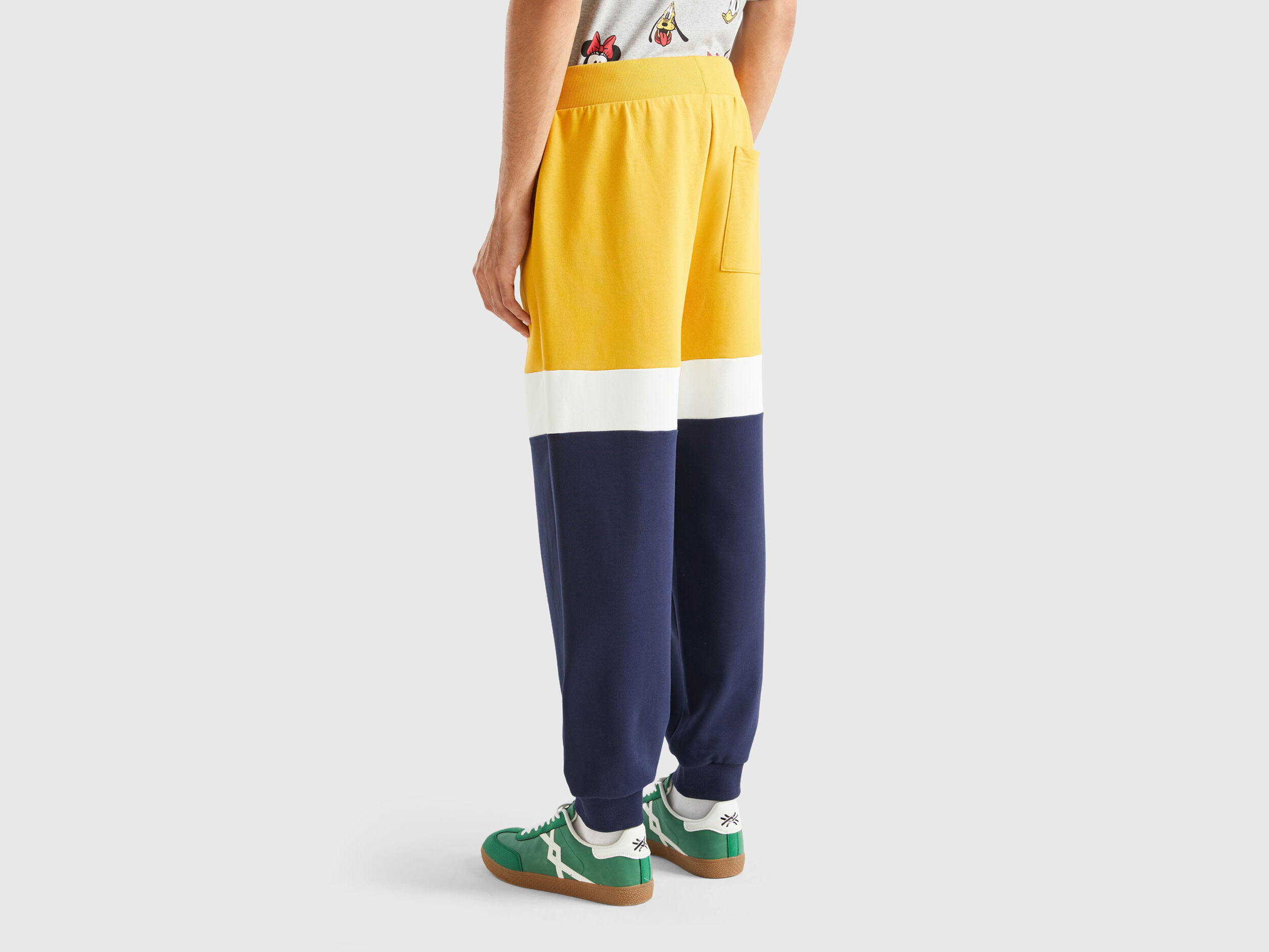 Yellow ochre and dark blue joggers Yellow Benetton