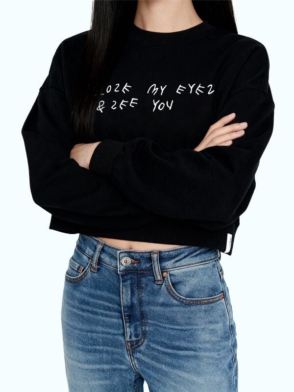 Black sweatshirt with Coco Capitán embroidery Women
