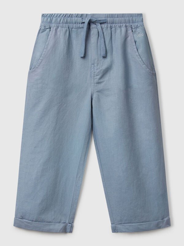 Trousers in linen blend with drawstring Junior Boy