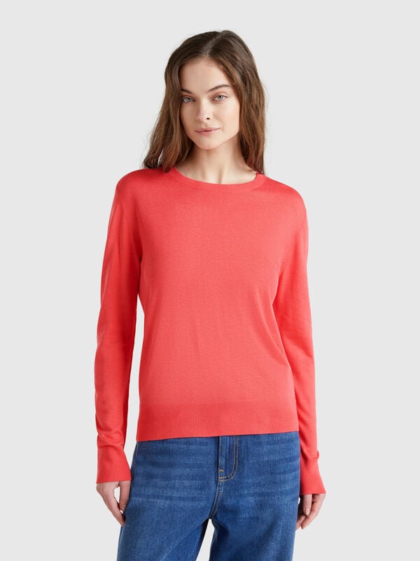 Long sleeve sweater in silk blend Women