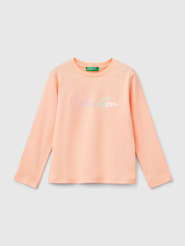 Slim fit t-shirt with glittery print Junior Girl