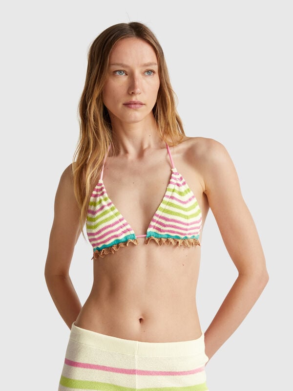 Crochet lace triangle bikini top Women