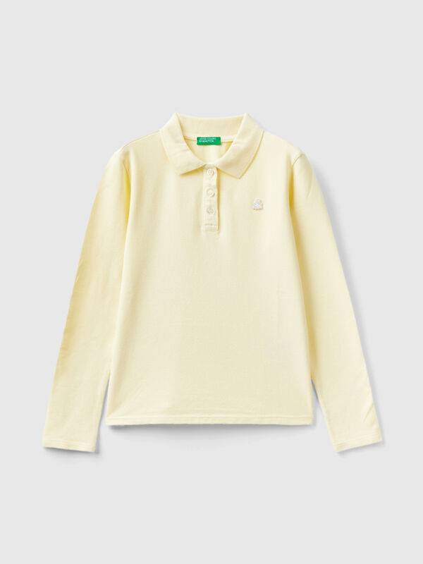 Long sleeve polo in organic cotton