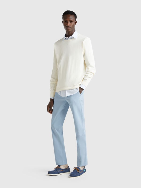 Blue gray slim fit chinos Men