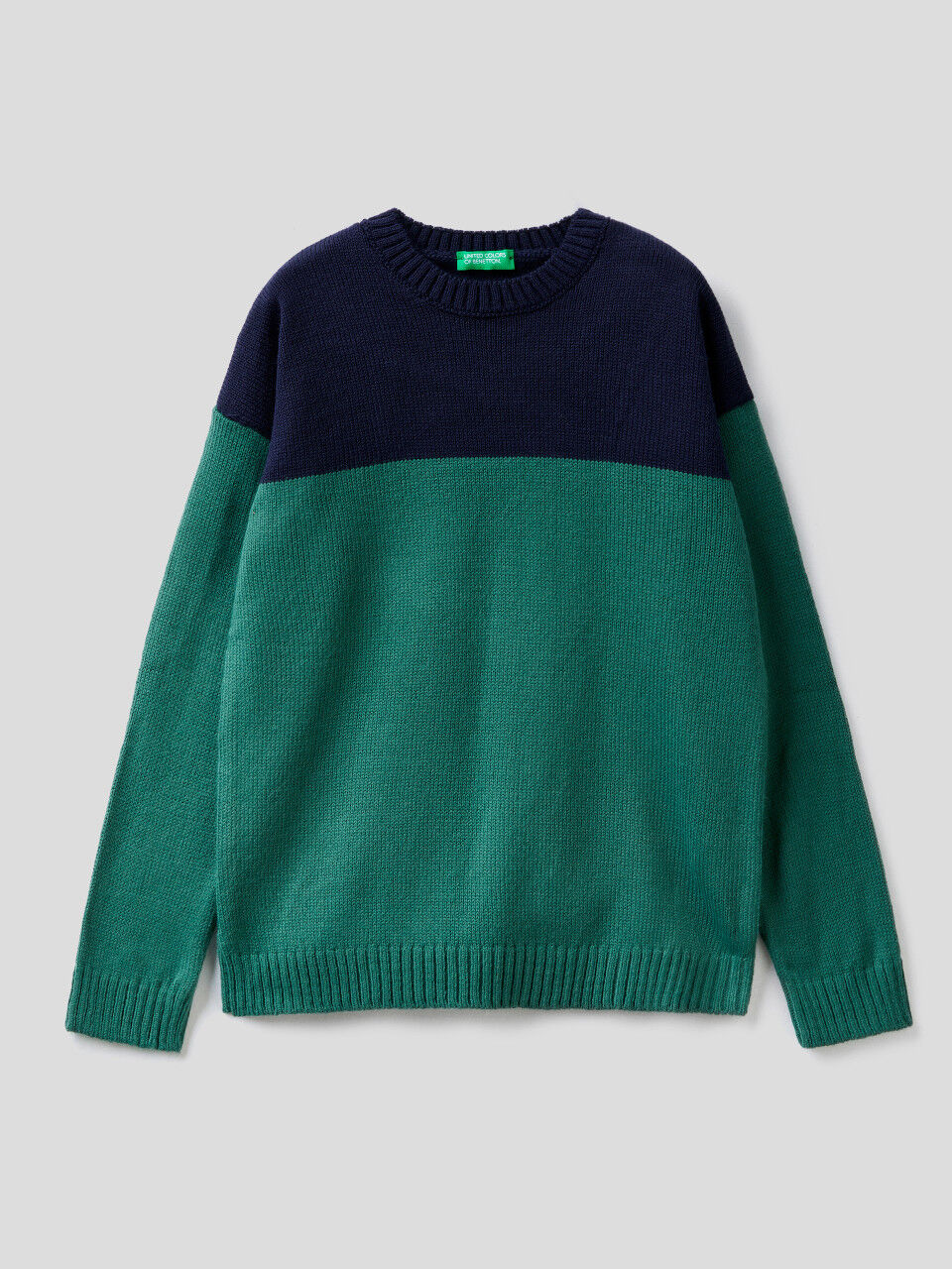 Color block sweater in wool blend