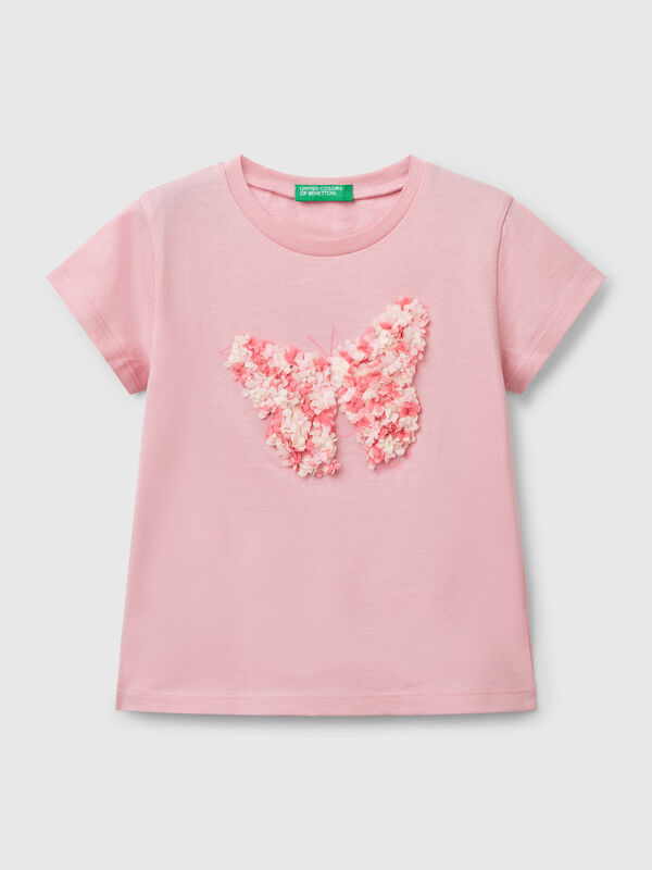 T-shirt with petal effect applique Junior Girl