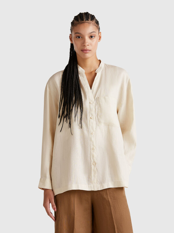 Oversized shirt in pure linen Women