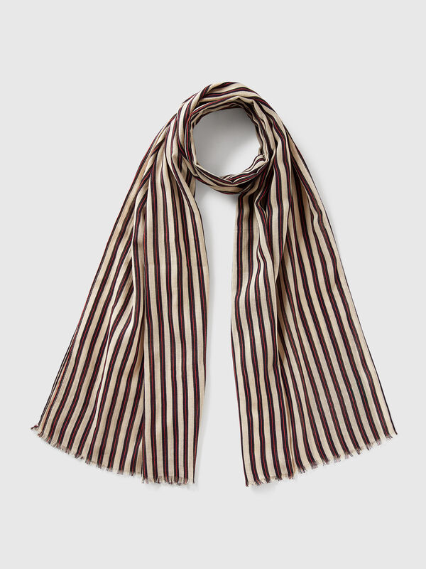 Pattern scarf in linen blend Women