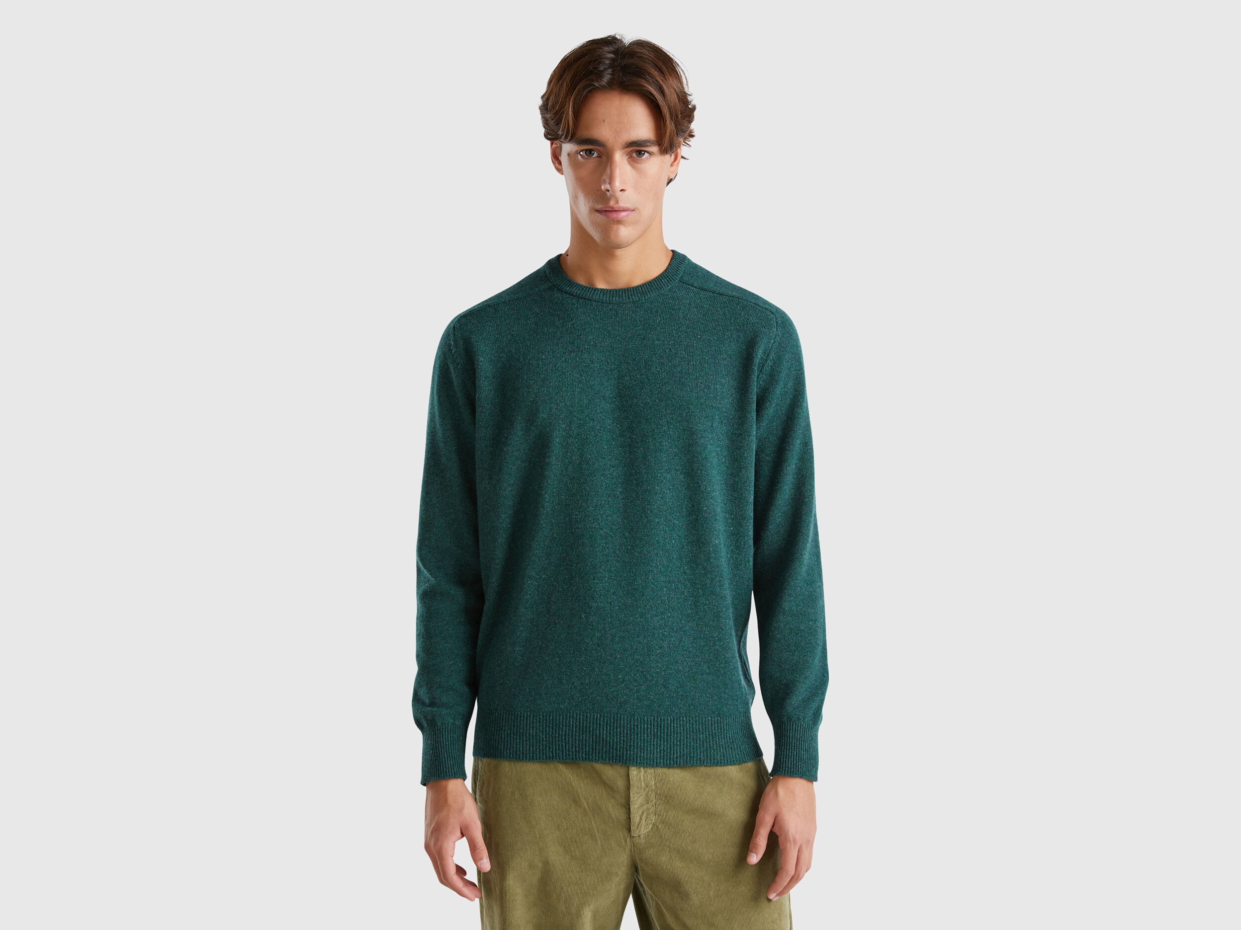 Crew Neck Merino Wool Sweaters Men 2024 Benetton